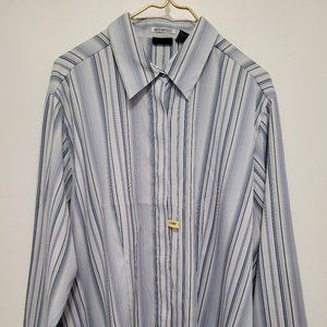 DCC Woman Striped Blouse Office work  Plus Size 2X, Polyester Long Sleeve